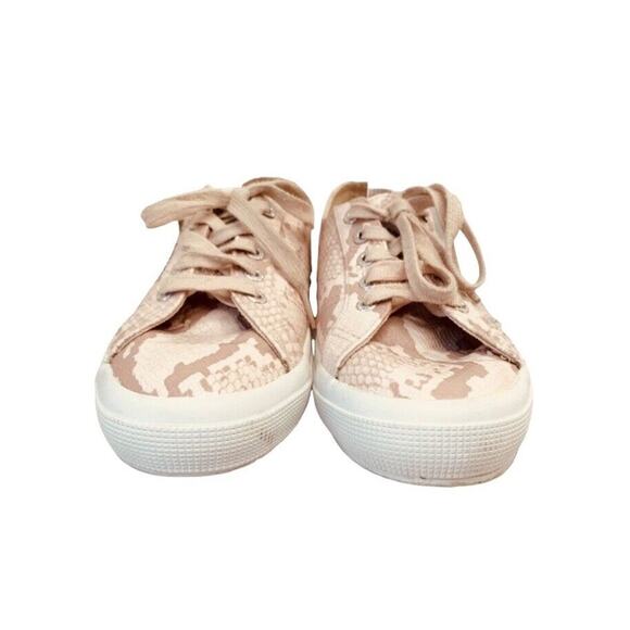 Superga Womens US 7.5 EU 38 Snake Print Sneakers Faux Leather Low Pink Lace Up - Picture 4 of 9